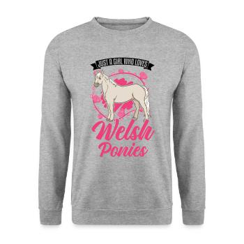 Just a girl who loves Welsh Ponies - Unisex Sweatshirt - salt & pepper - Front - Alina (178cm) & Michal (187cm)