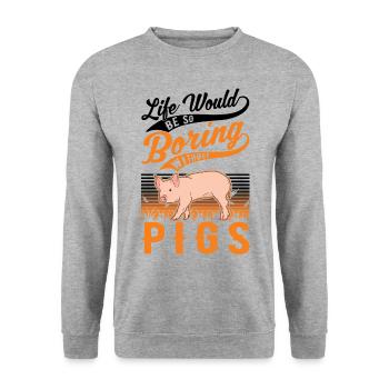 Pig Gift Farmer Pig - Unisex Sweatshirt - salt & pepper - Front - Alina (178cm) & Michal (187cm)
