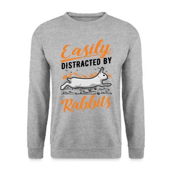 Facilement distrait par Rabbits Rabbit Rabbit - Sweat-shirt Unisexe - gris chiné - Devant - Alina (178cm) & Michal (187cm)
