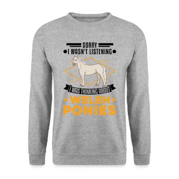Welsh Pony Geschenk - Unisex Pullover - Weißgrau meliert - Vorne - Alina (178cm) & Michal (187cm)