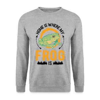 Zuhause ist wo mein Frosch ist - Unisex Pullover - Weißgrau meliert - Vorne - Alina (178cm) & Michal (187cm)