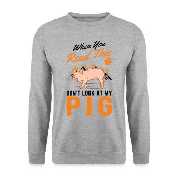 Porc Cadeau Agriculteur Cochon - Sweat-shirt Unisexe - gris chiné - Devant - Alina (178cm) & Michal (187cm)