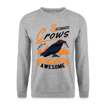 Because Crows are freaking awesome Krähe - Unisex Pullover - Weißgrau meliert - Vorne - Alina (178cm) & Michal (187cm)