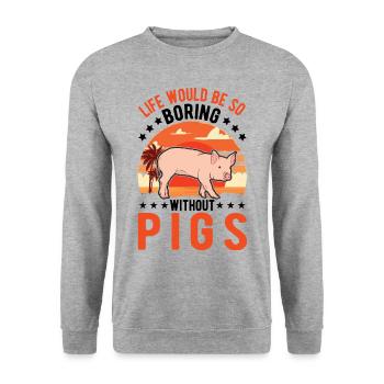 Schweine Geschenk Landwirt Schweinchen - Unisex Pullover - Weißgrau meliert - Vorne - Alina (178cm) & Michal (187cm)