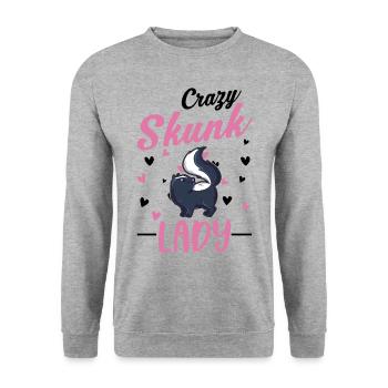 Verrückte Stinktier Frau - Unisex Pullover - Weißgrau meliert - Vorne - Alina (178cm) & Michal (187cm)