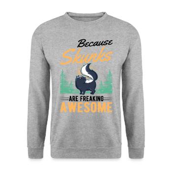 Because Skunks are freaking awesome Stinktier - Unisex Pullover - Weißgrau meliert - Vorne - Alina (178cm) & Michal (187cm)