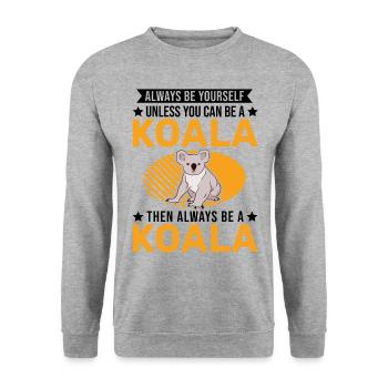 Always be yourself Koala - Unisex Pullover - Weißgrau meliert - Vorne - Alina (178cm) & Michal (187cm)