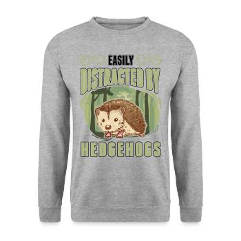 Facilement distrait par les hérissons Igel - Sweat-shirt Unisexe - gris chiné - Devant - Alina (178cm) & Michal (187cm)