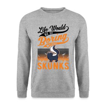 Cadeau Skunk - Sweat-shirt Unisexe - gris chiné - Devant - Alina (178cm) & Michal (187cm)