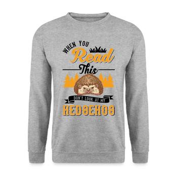 Hérisson Cadeau Stacheligel - Sweat-shirt Unisexe - gris chiné - Devant - Alina (178cm) & Michal (187cm)