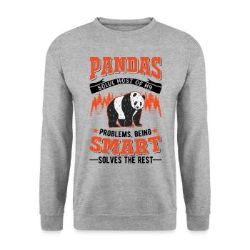 Panda Lover Panda Bear Gift - Unisex Sweatshirt - salt & pepper - Front - Alina (178cm) & Michal (187cm)
