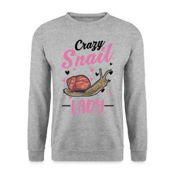 Verrückte Schnecken Frau - Unisex Pullover - Weißgrau meliert - Vorne - Alina (178cm) & Michal (187cm)