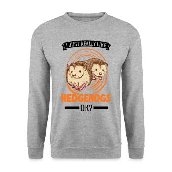 J’aime juste les hérissons - Sweat-shirt Unisexe - gris chiné - Devant - Alina (178cm) & Michal (187cm)