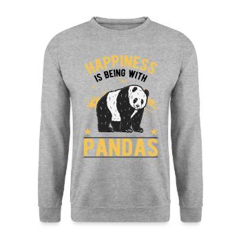 Panda Lucky Panda Bear - Unisex Sweatshirt - salt & pepper - Front - Alina (178cm) & Michal (187cm)