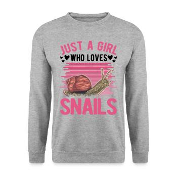 Schnecken Mädchen Snail Girl - Unisex Pullover - Weißgrau meliert - Vorne - Alina (178cm) & Michal (187cm)