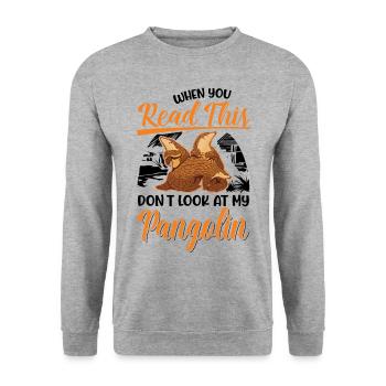 Pangolin Cadeau Pangolin - Sweat-shirt Unisexe - gris chiné - Devant - Alina (178cm) & Michal (187cm)