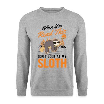 Sloth Gift Sloth - Unisex Sweatshirt - salt & pepper - Front - Alina (178cm) & Michal (187cm)