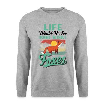 Rot Geschenk Rotfuchs - Unisex Pullover - Weißgrau meliert - Vorne - Alina (178cm) & Michal (187cm)