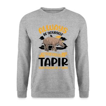 Always be yourself Tapir Flachlandtapir - Unisex Pullover - Weißgrau meliert - Vorne - Alina (178cm) & Michal (187cm)