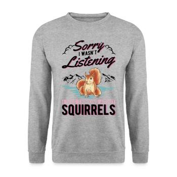 Eichhörnchen Geschenk Grauhörnchen Squirrel - Unisex Pullover - Weißgrau meliert - Vorne - Alina (178cm) & Michal (187cm)
