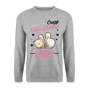 Crazy Silk Chicken Woman - Unisex Sweatshirt - salt & pepper - Front - Alina (178cm) & Michal (187cm)