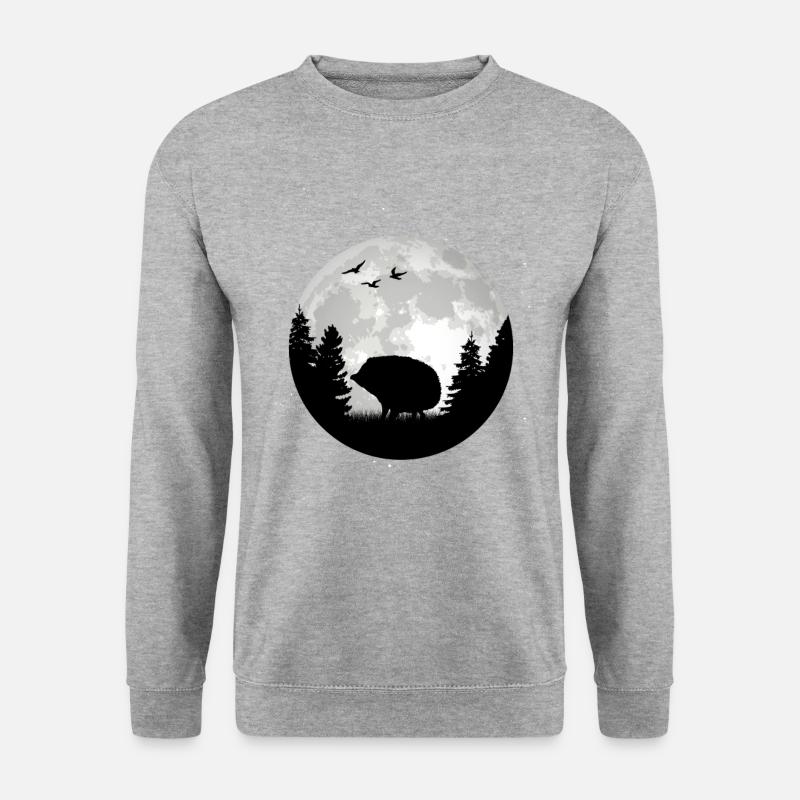 Igel Mond Stacheligel - Unisex Pullover - Weißgrau meliert