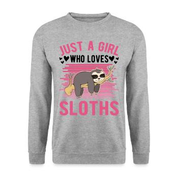Juste une fille qui aime Sloth Sloth Sloth Girl - Sweat-shirt Unisexe - gris chiné - Devant - Alina (178cm) & Michal (187cm)