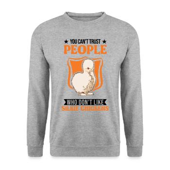 Silk Chicken Cadeau Silkie Chicken Silkie Chicken - Sweat-shirt Unisexe - gris chiné - Devant - Alina (178cm) & Michal (187cm)
