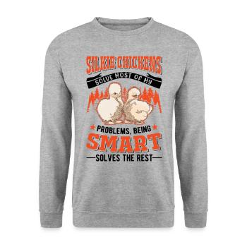 Silk Chicken Cadeau Silkie Chicken Silkie Chicken - Sweat-shirt Unisexe - gris chiné - Devant - Alina (178cm) & Michal (187cm)