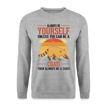 Always be yourself Coati Nasenbär - Unisex Sweatshirt - salt & pepper - Front - Alina (178cm) & Michal (187cm)