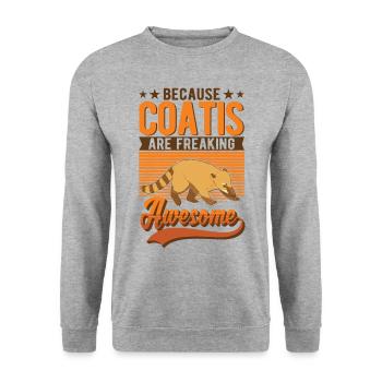Coati Cadeau Proboscis Coati - Sweat-shirt Unisexe - gris chiné - Devant - Alina (178cm) & Michal (187cm)