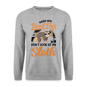 Sloth Gift Sloth - Unisex Sweatshirt - salt & pepper - Front - Alina (178cm) & Michal (187cm)