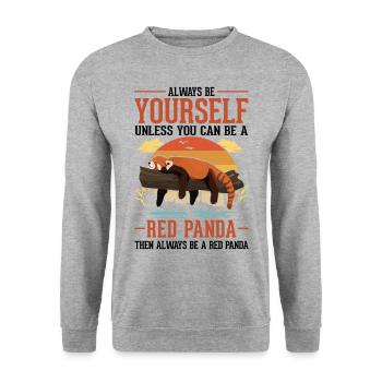 Roter Panda Geschenk Red Panda - Unisex Pullover - Weißgrau meliert - Vorne - Alina (178cm) & Michal (187cm)