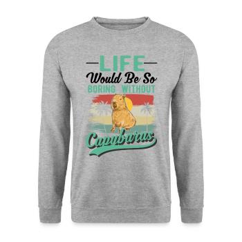 Capybara Gift Capibara Capybara - Unisex Sweatshirt - salt & pepper - Front - Alina (178cm) & Michal (187cm)
