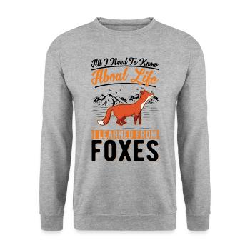 Fuchs Geschenk Rotfuchs - Unisex Pullover - Weißgrau meliert - Vorne - Alina (178cm) & Michal (187cm)