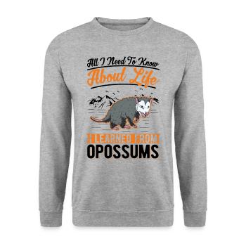 Opossum Possum Beutelratte - Unisex Pullover - Weißgrau meliert - Vorne - Alina (178cm) & Michal (187cm)