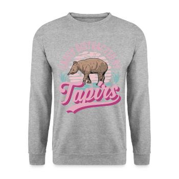 Easily distracted by Tapirs - Unisex Pullover - Weißgrau meliert - Vorne - Alina (178cm) & Michal (187cm)