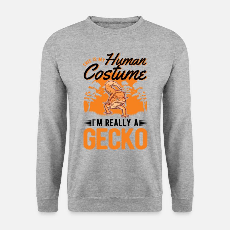 Gecko Kostüm Leopardgecko - Unisex Pullover - Weißgrau meliert