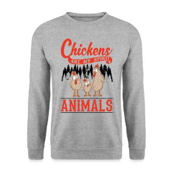 Hühner Spirit Animal Poulet Hühnchen - Sweat-shirt Unisexe - gris chiné - Devant - Alina (178cm) & Michal (187cm)