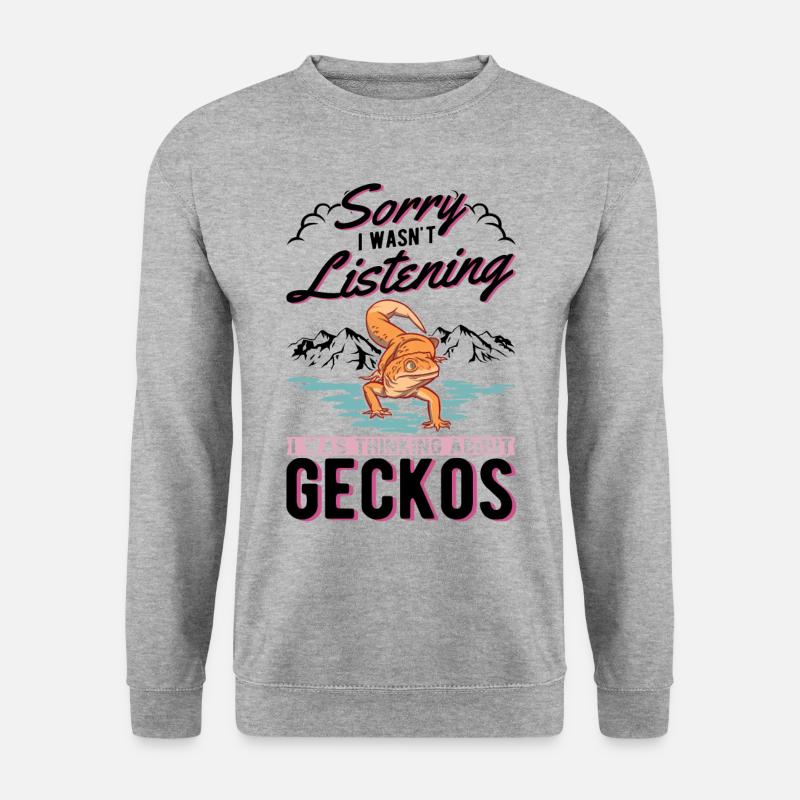 Gecko Geschenk Leopardgecko - Unisex Pullover - Weißgrau meliert