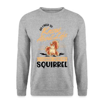 Eichhörnchen Geschenk Grauhörnchen Squirrel - Unisex Pullover - Weißgrau meliert - Vorne - Alina (178cm) & Michal (187cm)
