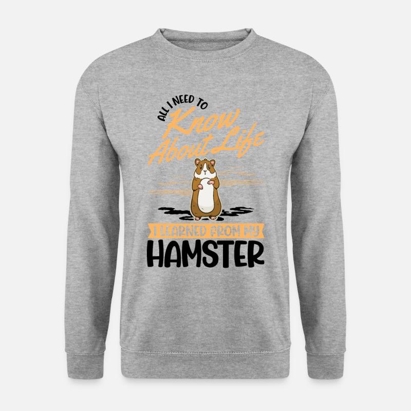 Hamster Geschenk Hamsterrad Goldhamster - Unisex Pullover - Weißgrau meliert