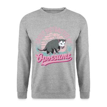 Facilement distrait par Opossums Possum Marsupial - Sweat-shirt Unisexe - gris chiné - Devant - Alina (178cm) & Michal (187cm)