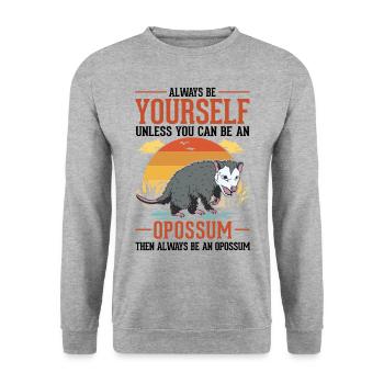 Opossum Cadeau Marsupial Opossum - Sweat-shirt Unisexe - gris chiné - Devant - Alina (178cm) & Michal (187cm)