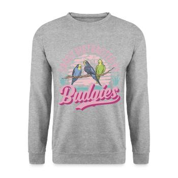 Easily distracted by Budgies Budgie - Unisex Sweatshirt - salt & pepper - Front - Alina (178cm) & Michal (187cm)