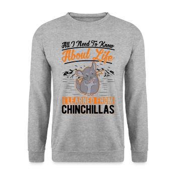 Chinchilla Gift Woolly Mouse Short-tailed Chinchilla - Unisex Sweatshirt - salt & pepper - Front - Alina (178cm) & Michal (187cm)
