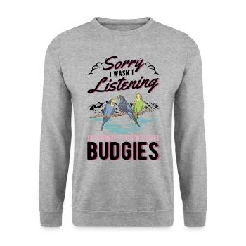 Perruche Cadeau Welli - Sweat-shirt Unisexe - gris chiné - Devant - Alina (178cm) & Michal (187cm)