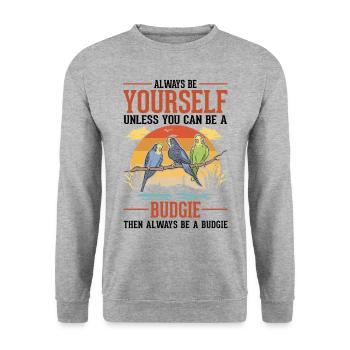 Toujours être toi-même Perruche perruche - Sweat-shirt Unisexe - gris chiné - Devant - Alina (178cm) & Michal (187cm)