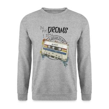 Dreams of Music Mixtape Retro Cassette Nostalgia - Sweat-shirt Unisexe - gris chiné - Devant - Alina (178cm) & Michal (187cm)