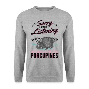Porcupine Gift Porcupine - Unisex Sweatshirt - salt & pepper - Front - Alina (178cm) & Michal (187cm)